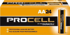 Duracell - Size AA, Alkaline, 144 Pack, Standard Battery - 1.5 Volts, Button Tab Terminal - Industrial Tool & Supply