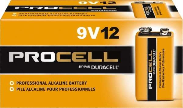 Duracell - Size 9V, Alkaline, 72 Pack, Standard Battery - 9 Volts, Snap Terminal - Industrial Tool & Supply