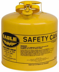 Eagle - 5 Gal Galvanized Steel Type I Safety Can - 13-1/2" High x 12-1/2" Diam, Yellow - Industrial Tool & Supply