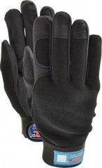 MSC - Size M (8) Amara Work Gloves - For Mechanic's & Lifting, Uncoated, Hook & Loop Cuff, Full Fingered, Black, Paired - Industrial Tool & Supply
