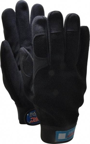 MSC - Size XL (10) Amara Work Gloves - For Mechanic's & Lifting, Uncoated, Hook & Loop Cuff, Full Fingered, Black, Paired - Industrial Tool & Supply