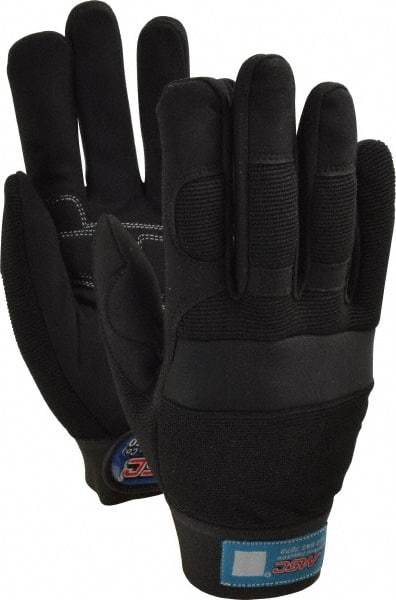 MSC - Size S (7) Amara with Padding Anti-Vibration/Impact Protection Work Gloves - For Mechanic's & Lifting, Uncoated, Hook & Loop Cuff, Full Fingered, Black, Paired - Industrial Tool & Supply