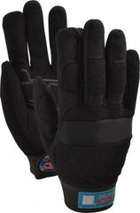 MSC - Size S (7) Amara with Padding Anti-Vibration/Impact Protection Work Gloves - For Mechanic's & Lifting, Uncoated, Hook & Loop Cuff, Full Fingered, Black, Paired - Industrial Tool & Supply