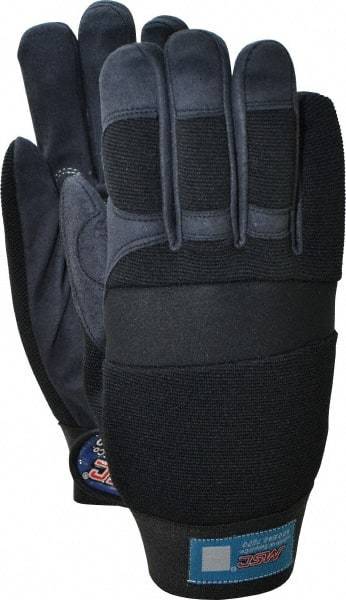 MSC - Size XL (10) Amara with Padding Anti-Vibration/Impact Protection Work Gloves - For Mechanic's & Lifting, Uncoated, Hook & Loop Cuff, Full Fingered, Black, Paired - Industrial Tool & Supply