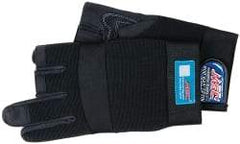 MSC - Size S (7) Amara with Padding Anti-Vibration/Impact Protection Work Gloves - For Mechanic's & Lifting, Uncoated, Hook & Loop Cuff, (3) Half Fingered/(2) Full Fingered, Black, Paired - Industrial Tool & Supply