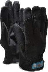 MSC - Size L (9) Amara Work Gloves - For Mechanic's & Lifting, Uncoated, Slip-On Cuff, Full Fingered, Black, Paired - Industrial Tool & Supply