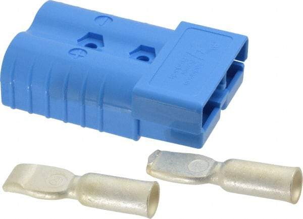 Made in USA - 2/0 AWG, 600 V, 350 A, Battery Connector - Blue - Industrial Tool & Supply
