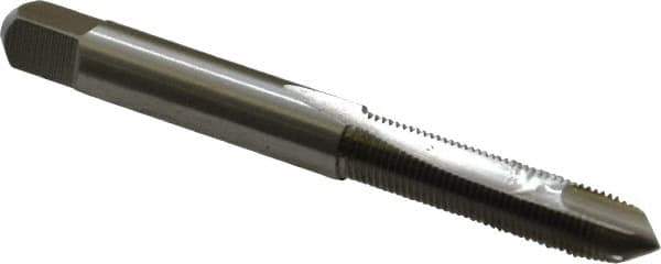 Interstate - M7x0.75 Metric Fine, 2 Flute, Bright Finish, High Speed Steel Spiral Point Tap - Plug Chamfer, Right Hand Thread, 2-23/32" OAL, 1-1/8" Thread Length - Exact Industrial Supply