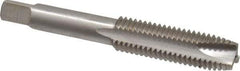 Interstate - M12x1.75 Metric Coarse, 3 Flute, Bright Finish, High Speed Steel Spiral Point Tap - Plug Chamfer, Right Hand Thread, 3-3/8" OAL, 1-21/32" Thread Length, 6H Class of Fit - Exact Industrial Supply