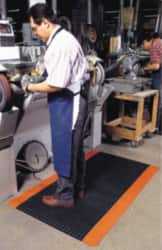 Anti-Fatigue Mat: 900″ Length, 36″ Wide, 1″ Thick, Vinyl, Beveled Edge, Heavy-Duty Diamond Plate, Black, Dry