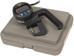 Mitutoyo - 0mm to 12mm Measurement, 0.001mm Resolution Electronic Thickness Gage - Accurate up to 0.0002", 3.5 N Measuring Force - Industrial Tool & Supply