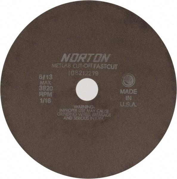 Norton - 10" 90 Grit Aluminum Oxide Cutoff Wheel - 1/16" Thick, 1-1/4" Arbor, 3,820 Max RPM, Use with Angle Grinders - Industrial Tool & Supply
