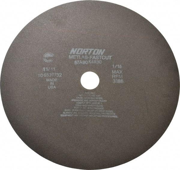 Norton - 12" 90 Grit Aluminum Oxide Cutoff Wheel - 1/16" Thick, 1-1/4" Arbor, 3,185 Max RPM, Use with Angle Grinders - Industrial Tool & Supply