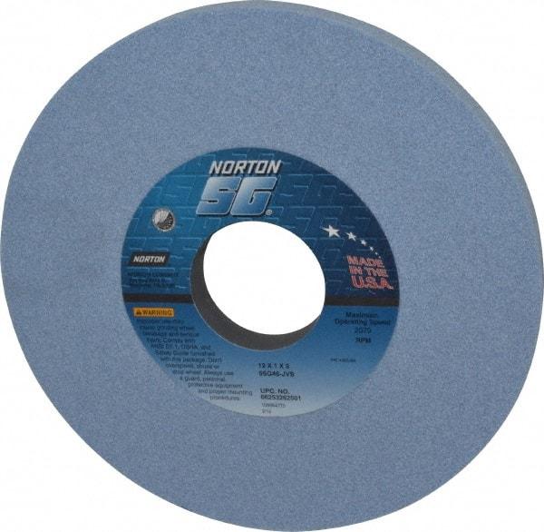 Norton - 12" Diam x 3" Hole x 1" Thick, J Hardness, 46 Grit Surface Grinding Wheel - Ceramic, Type 1, Coarse Grade, 2,070 Max RPM, Vitrified Bond, No Recess - Industrial Tool & Supply