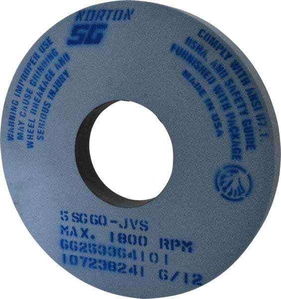 Norton - 14" Diam x 5" Hole x 1-1/2" Thick, J Hardness, 60 Grit Surface Grinding Wheel - Ceramic, Type 1, Medium Grade, 1,800 Max RPM, Vitrified Bond, No Recess - Industrial Tool & Supply
