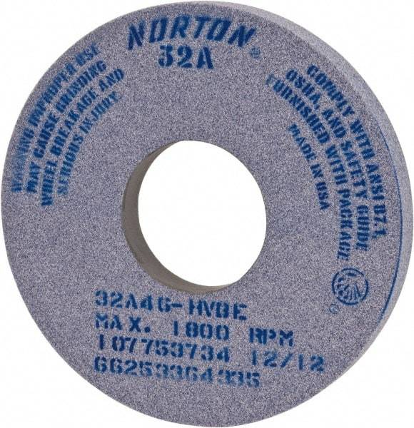 Norton - 14" Diam x 5" Hole x 1" Thick, I Hardness, 46 Grit Surface Grinding Wheel - Ceramic, Type 1, Coarse Grade, 1,800 Max RPM, Vitrified Bond, No Recess - Industrial Tool & Supply