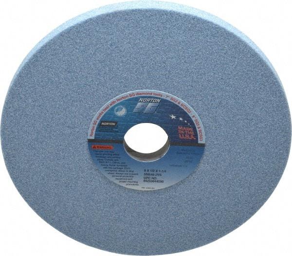 Norton - 8" Diam x 1-1/4" Hole x 1/2" Thick, J Hardness, 46 Grit Surface Grinding Wheel - Ceramic, Type 1, Coarse Grade, 3,600 Max RPM, Vitrified Bond, No Recess - Industrial Tool & Supply