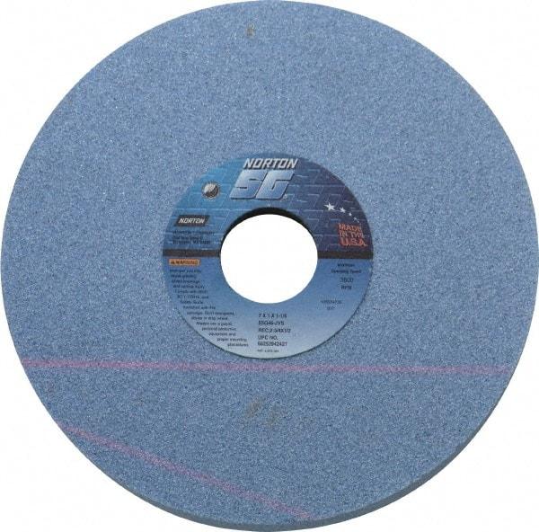 Norton - 7" Diam x 1-1/4" Hole x 1" Thick, J Hardness, 46 Grit Surface Grinding Wheel - Ceramic, Type 5, Coarse Grade, 3,600 Max RPM, Vitrified Bond, One-Side Recess - Industrial Tool & Supply
