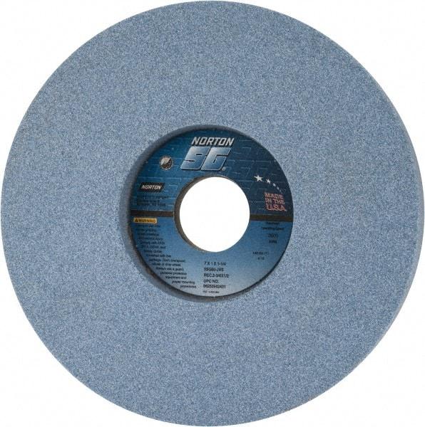 Norton - 7" Diam x 1-1/4" Hole x 1" Thick, J Hardness, 60 Grit Surface Grinding Wheel - Ceramic, Type 5, Medium Grade, 3,600 Max RPM, Vitrified Bond, One-Side Recess - Industrial Tool & Supply