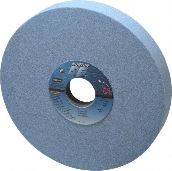 Norton - 7" Diam x 1-1/4" Hole x 1" Thick, K Hardness, 60 Grit Surface Grinding Wheel - Ceramic, Type 5, Medium Grade, 3,600 Max RPM, Vitrified Bond, One-Side Recess - Industrial Tool & Supply