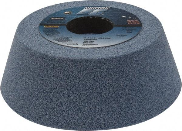 Norton - 5" Diam, 1-1/4" Hole Size, 1-3/4" Overall Thickness, 60 Grit, Type 11 Tool & Cutter Grinding Wheel - Medium Grade, Ceramic, K Hardness, Vitrified Bond, 4,585 RPM - Industrial Tool & Supply
