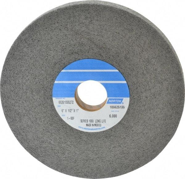 Norton - 6" Diam, 1/2" Face Width, 1" Center Hole, Fine Grade, Silicon Carbide Deburring Wheel - Convolute, Hard Density 9 Grade, 4,500 RPM - Industrial Tool & Supply