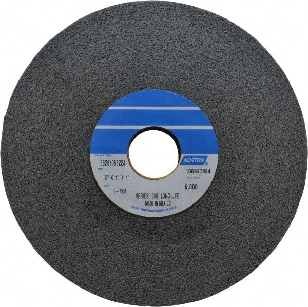 Norton - 6" Diam, 1" Face Width, 1" Center Hole, Medium Grade, Silicon Carbide Deburring Wheel - Convolute, Hard Density 7 Grade, 6,000 RPM - Industrial Tool & Supply