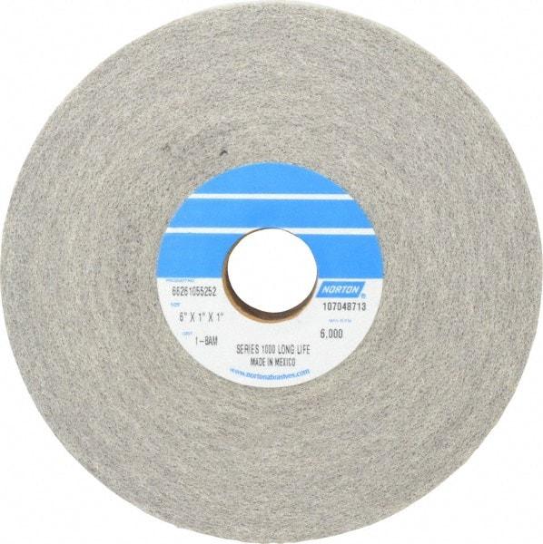 Norton - 6" Diam, 1" Face Width, 1" Center Hole, Medium Grade, Aluminum Oxide Deburring Wheel - Convolute, Hard Density 8 Grade, 4,500 RPM - Industrial Tool & Supply