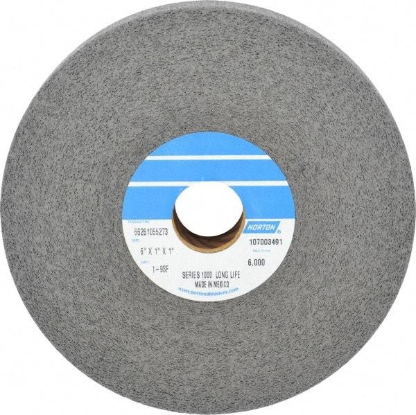 Norton - 6" Diam, 1" Face Width, 1" Center Hole, Fine Grade, Silicon Carbide Deburring Wheel - Convolute, Hard Density 9 Grade, 4,500 RPM - Industrial Tool & Supply