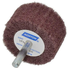 Norton - 2" Diam x 1" Face Width, Very Fine Aluminum Oxide Nonwoven Mounted Flap Wheel - 1/4" Shank Mount, 22,000 Max RPM - Industrial Tool & Supply