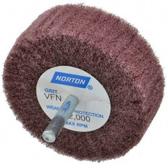 Norton - 3" Diam x 1" Face Width, Very Fine Aluminum Oxide Nonwoven Mounted Flap Wheel - 1/4" Shank Mount, 18,000 Max RPM - Industrial Tool & Supply