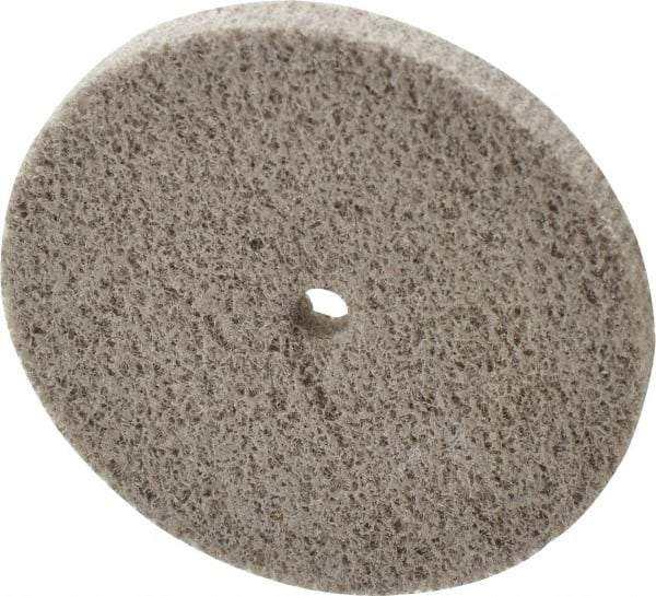 Norton - 3" Diam, 1/4" Face Width, 1/4" Center Hole, Very Fine Grade, Aluminum Oxide Deburring Wheel - Unitized, Medium Grade, 18,000 RPM - Industrial Tool & Supply