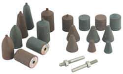 Cratex - 20 Piece Rubber Cone Test Abrasive Point Set - Includes 18 Cones & 2 Cone Mandrels - Industrial Tool & Supply