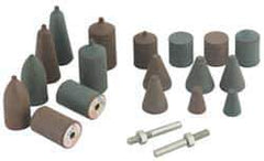 Cratex - 20 Piece Rubber Cone Test Abrasive Point Set - Includes 18 Cones & 2 Cone Mandrels - Industrial Tool & Supply