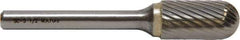 M.A. Ford - 3/16" Cut Diam, 1/4" Shank Diam, Cylinder with Radius Head Double Cut Burr - Carbide, Radius End, 5/8" LOC, 2" OAL - Industrial Tool & Supply