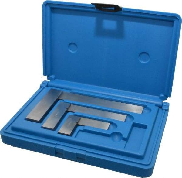 Fowler - 3 Piece, 1-1/2, 3, 4 Inch Base Length, 2, 4, 6 Inch Blade Length, Square Set - Accuracy Up to 0.0008 Inches, Steel - Industrial Tool & Supply