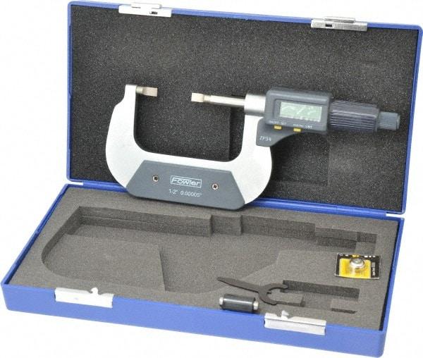 Fowler - 1" to 2" Mechanical Blade Micrometer - 0.0002" Accuracy, 0.001mm Graduation, 0.03" Blade Thickness, Friction Thimble, Digital Counter - Industrial Tool & Supply