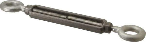 Made in USA - 2,200 Lb Load Limit, 1/2" Thread Diam, 6" Take Up, Stainless Steel Eye & Eye Turnbuckle - 7-1/2" Body Length, 3/4" Neck Length, 13" Closed Length - Industrial Tool & Supply