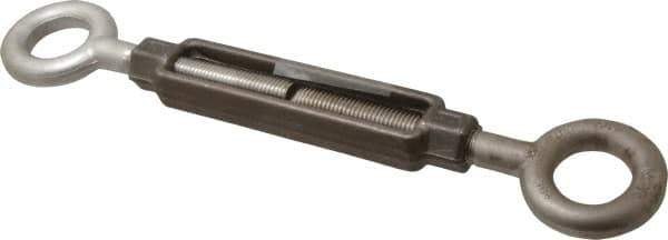 Made in USA - 5,200 Lb Load Limit, 3/4" Thread Diam, 6" Take Up, Stainless Steel Eye & Eye Turnbuckle - 8-1/8" Body Length, 1-1/16" Neck Length, 17-3/4" Closed Length - Industrial Tool & Supply