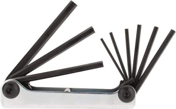 Eklind - 9 Piece Fold-Up Hex Key Set - Hex Range 5/64 to 1/4" - Industrial Tool & Supply
