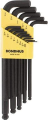 Bondhus - 13 Piece L-Key Ball End Hex Key Set - Hex Range 0.05 to 3/8" - Industrial Tool & Supply