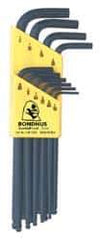 Bondhus - 10 Piece L-Key Ball End Hex Key Set - Hex Range 1/16 to 1/4" - Industrial Tool & Supply