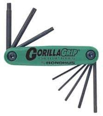 Bondhus - 8 Piece T9 to T40 Fold-Up Torx Key Set - T9, T10, T15, T20, T25, T27, T35, T40 Torx Size - Industrial Tool & Supply