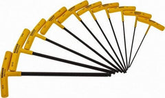 Bondhus - 10 Piece T-Handle Ball End Hex Key Set - Hex Range 3/32 to 3/8", Alloy Steel - Industrial Tool & Supply