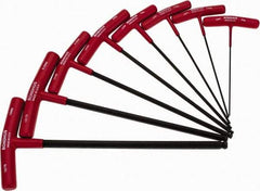 Bondhus - 8 Piece T-Handle Ball End Hex Key Set - Hex Range 2 to 10mm, Alloy Steel - Industrial Tool & Supply