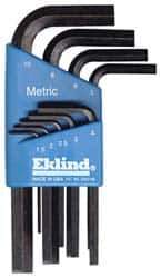 Eklind - 9 Piece L-Key Hex Key Set - Hex Range 1.5 to 10mm - Industrial Tool & Supply