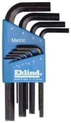 Eklind - 9 Piece L-Key Hex Key Set - Hex Range 1.5 to 10mm - Industrial Tool & Supply