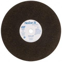 Norton - 14" 30 Grit Zirconia Alumina Cutoff Wheel - 1/8" Thick, 1" Arbor, 5,400 Max RPM, Use with Electric & Gas Powered Saws - Industrial Tool & Supply