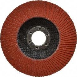 3M - 80 Grit, 4-1/2" Disc Diam, 7/8" Center Hole, Type 27 Ceramic Flap Disc - 13,300 Max RPM, Cloth Backing, Arbor Attaching System, Coated - Industrial Tool & Supply