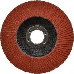 3M - 80 Grit, 4-1/2" Disc Diam, 7/8" Center Hole, Type 27 Ceramic Flap Disc - 13,300 Max RPM, Cloth Backing, Arbor Attaching System, Coated - Industrial Tool & Supply